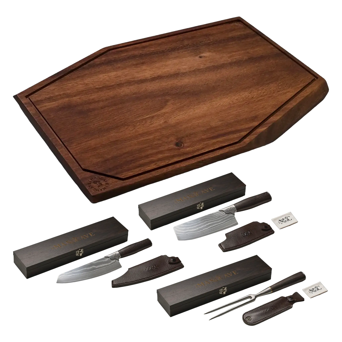 The Mancave Master's Cutting Board + Knife Set
