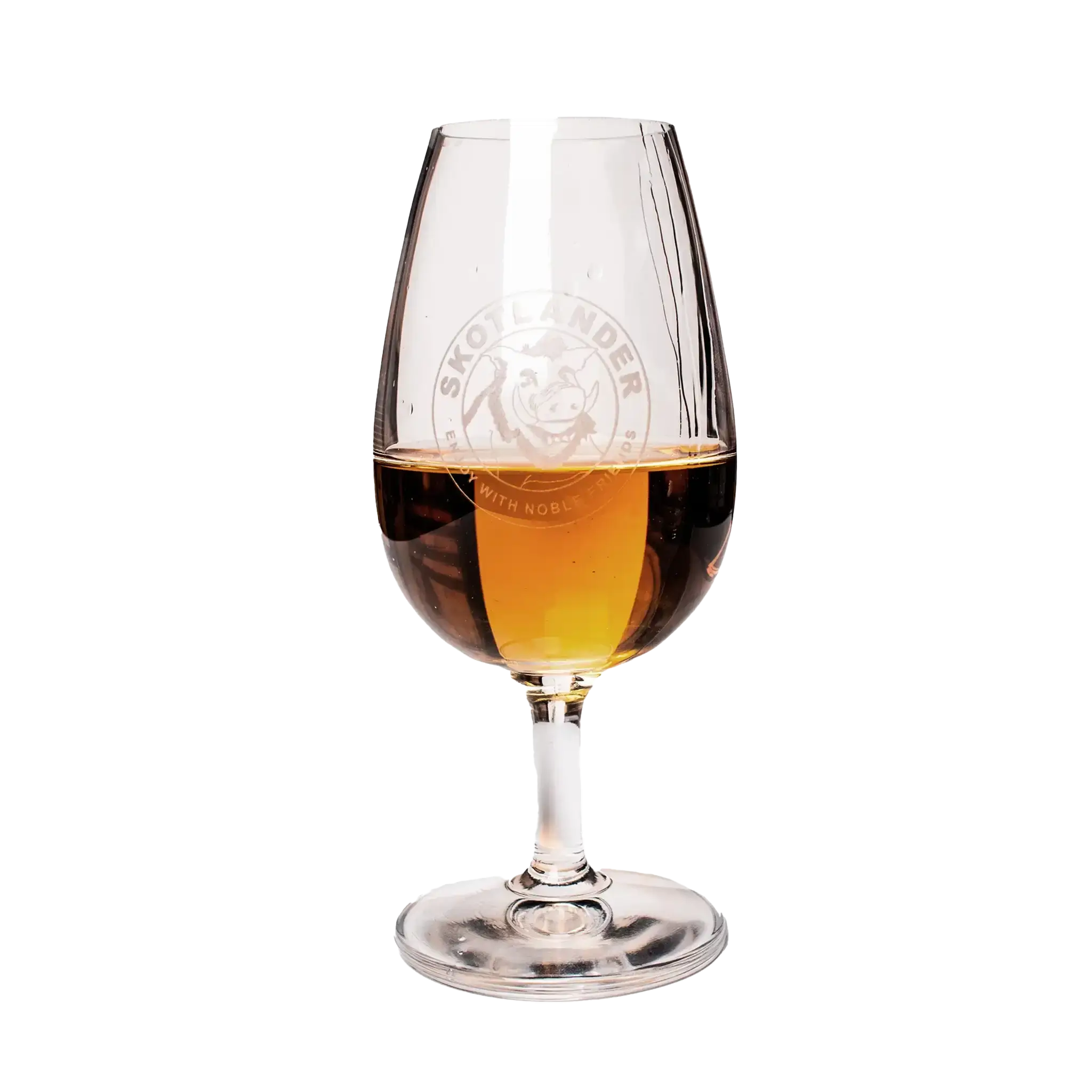 Skotlander Romglas – elegant tulipanformet glas i krystal, optimeret til at forstærke aroma og smag af rom. Perfekt til enhver romelsker.