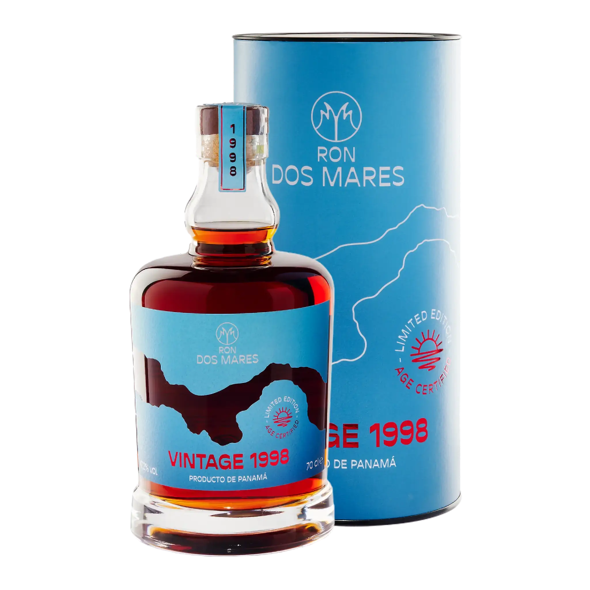 Ron Dos Mares Vintage 1998 Vintage Limited Edition 26 År Panama Rom Bottle