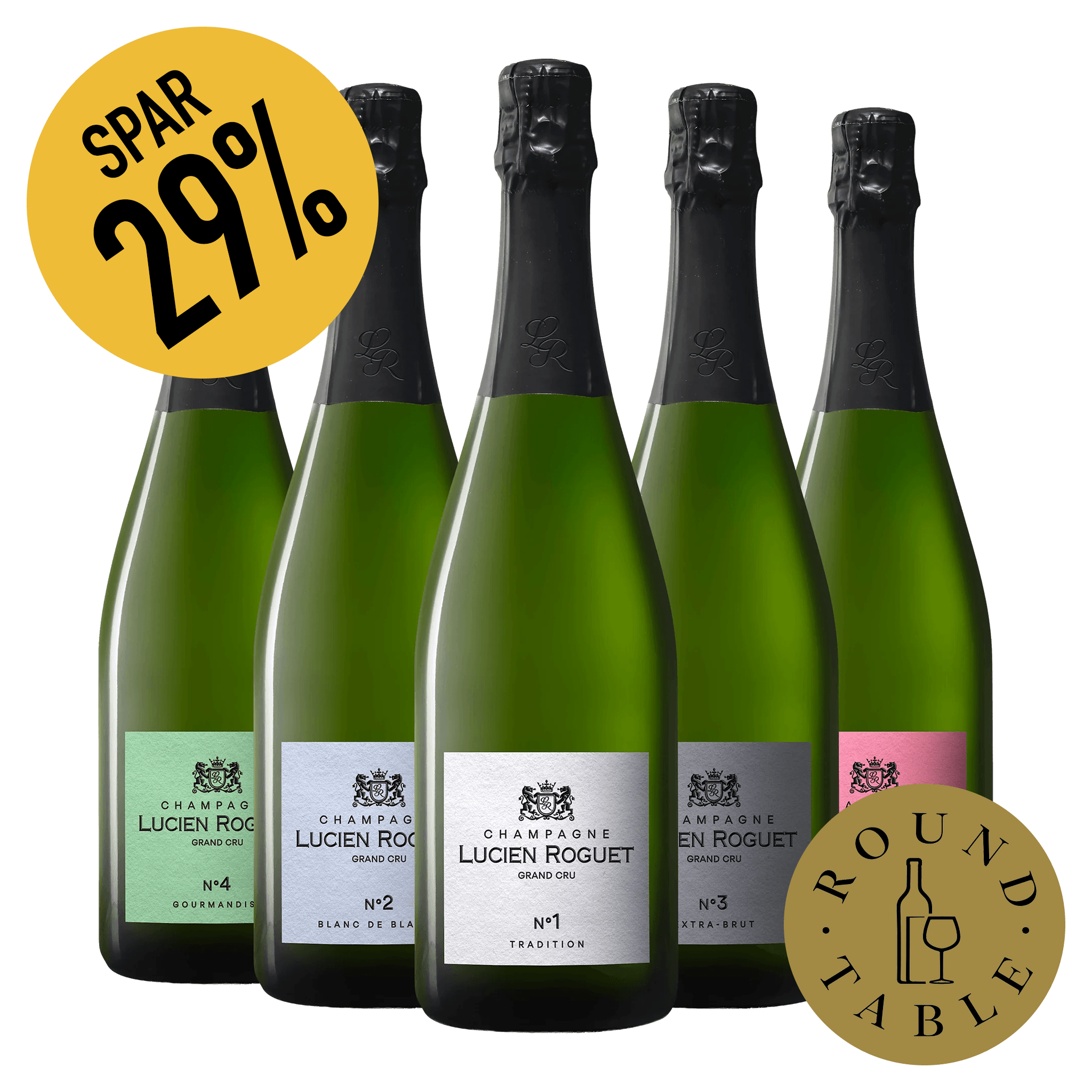 5 fl. Lucien Roguet Grand Cru Champagne (Round Table)