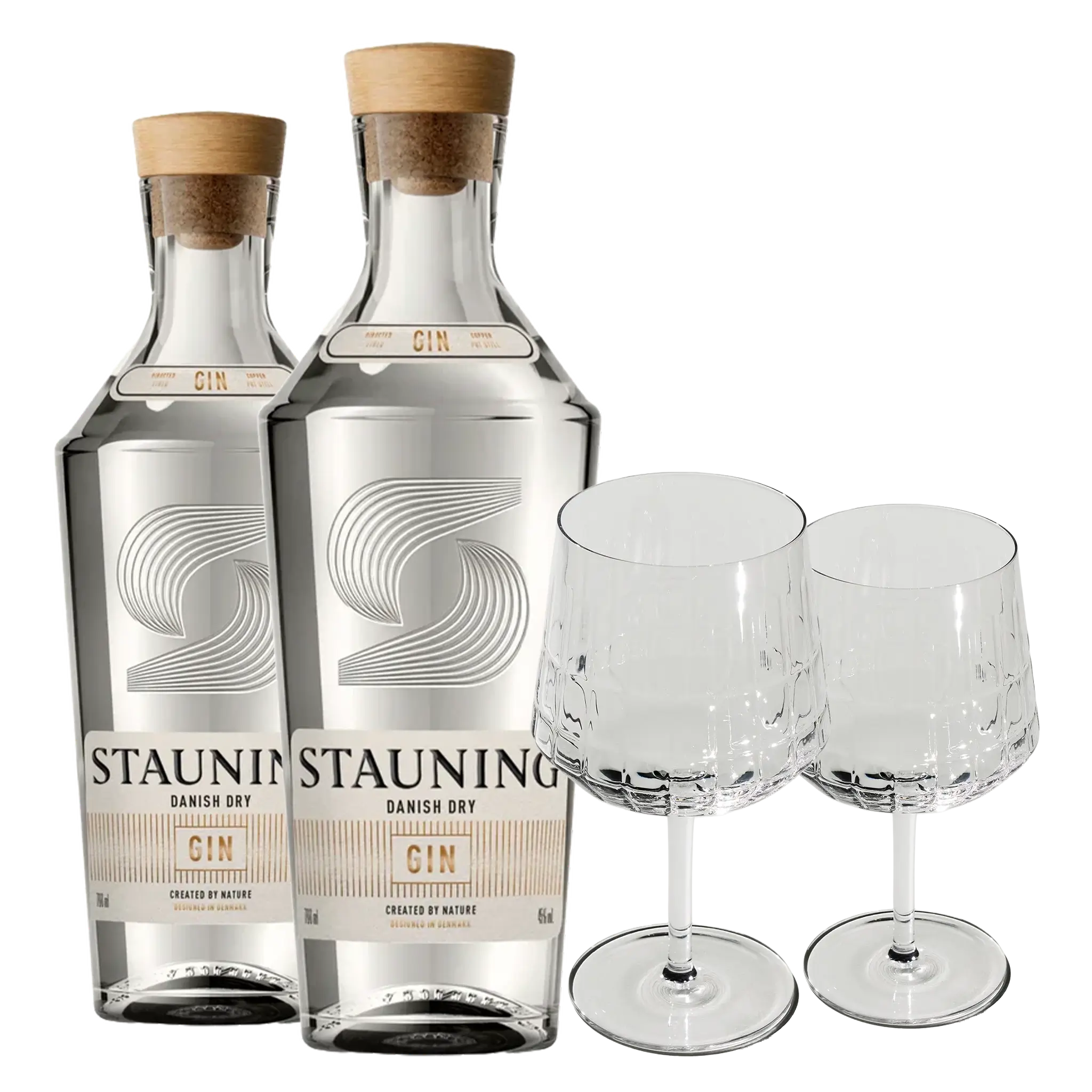 2 fl. Stauning Dry Gin + 2 stk. GRATIS The Mancave Blend Gin Glas