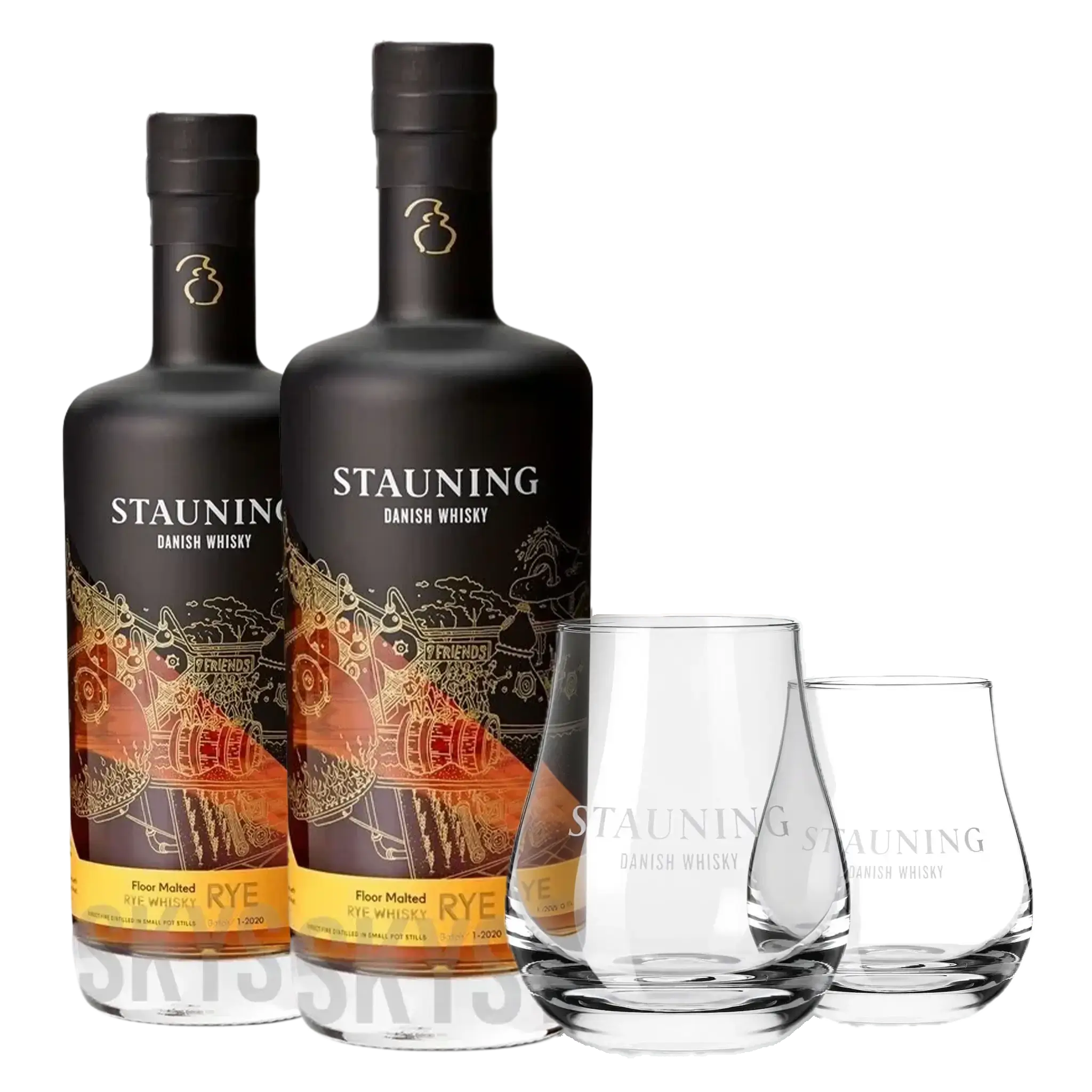2 fl. Stauning RYE + 2 stk. Stauning Whiskyglas