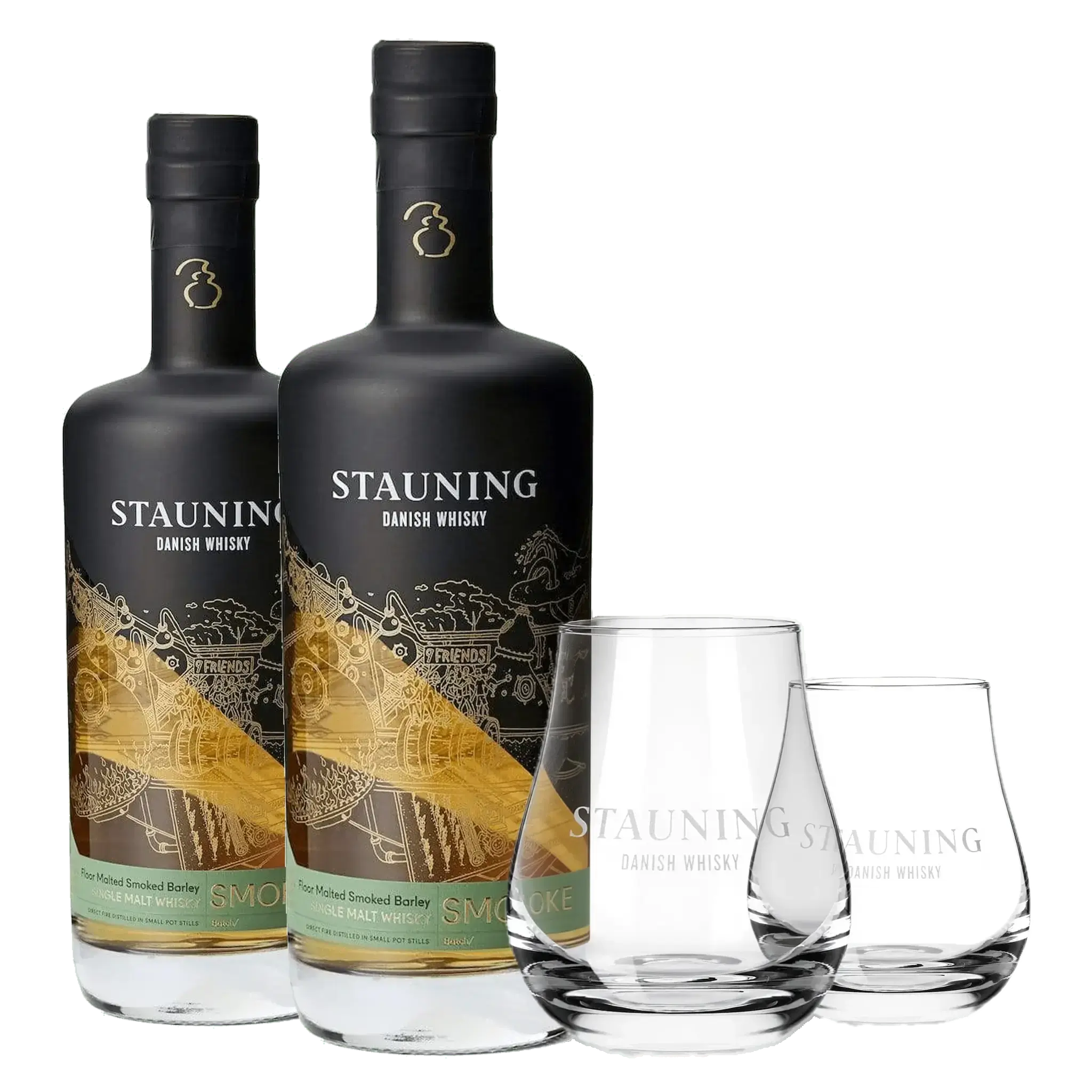 2 fl. Stauning Smoke + 2 stk. Stauning Whiskyglas
