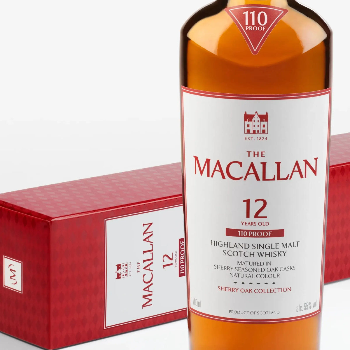 Macallan 12 Years Old 110 Proof Sherry Oak Whiskystack Whisky Bottle Label