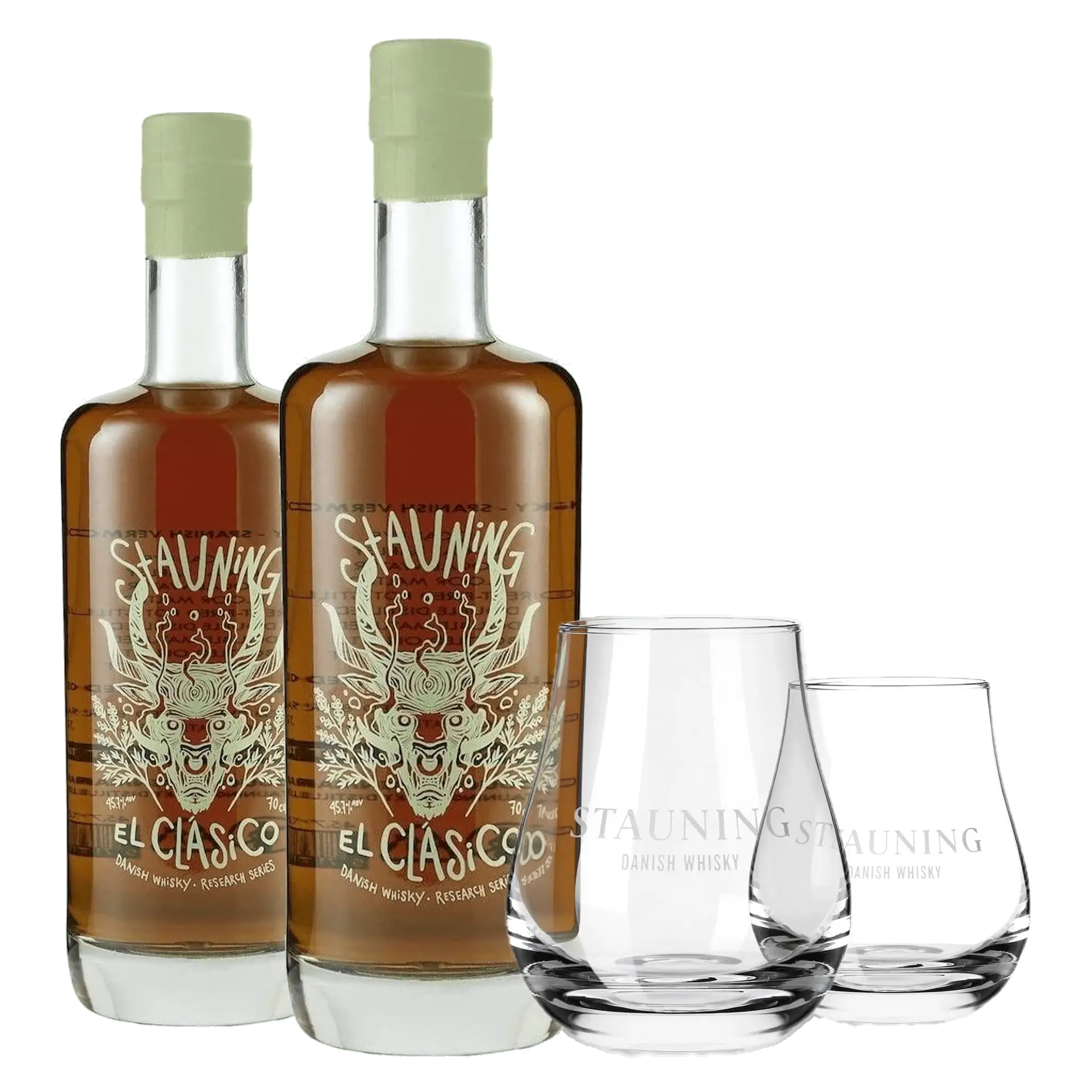 Eksklusiv Stauning-pakke: Dobbelt Stauning El Clásico med GRATIS Whiskyglas