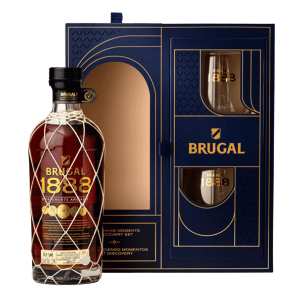 BRUGAL 1888 ラム酒 700ml 外箱付き Brugal 1888 Gift Set with 2 glasses – Exclusive rum gift
