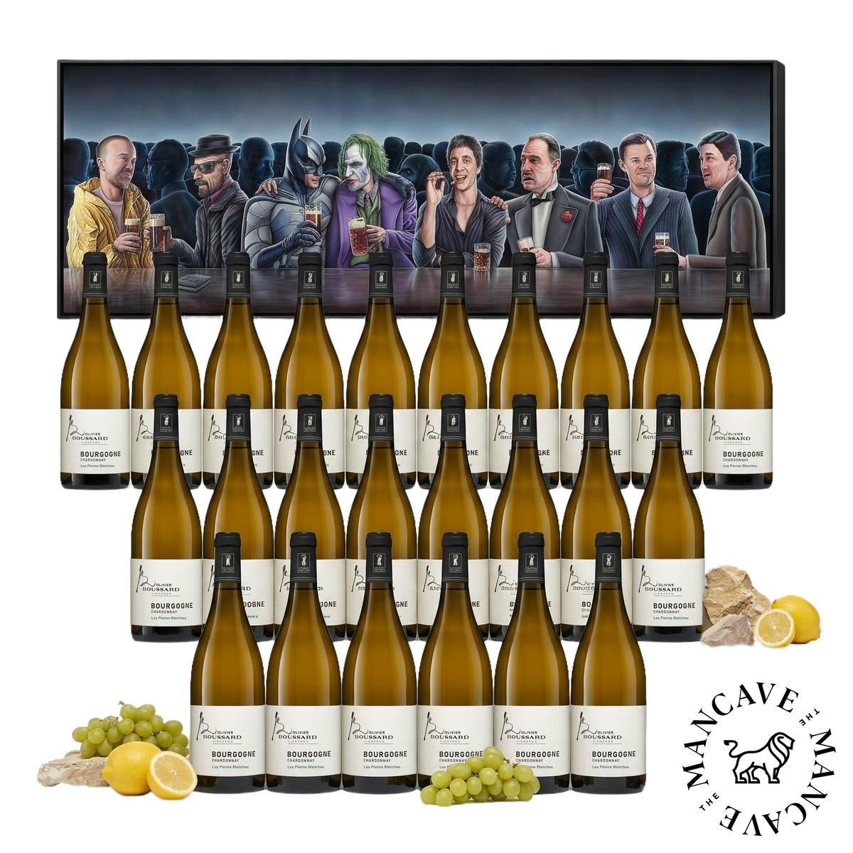 24 fl. Boussard Bourgogne Chardonnay Les Pierres Blanches 2025 + GRATIS "At The Bar" Kunstværk