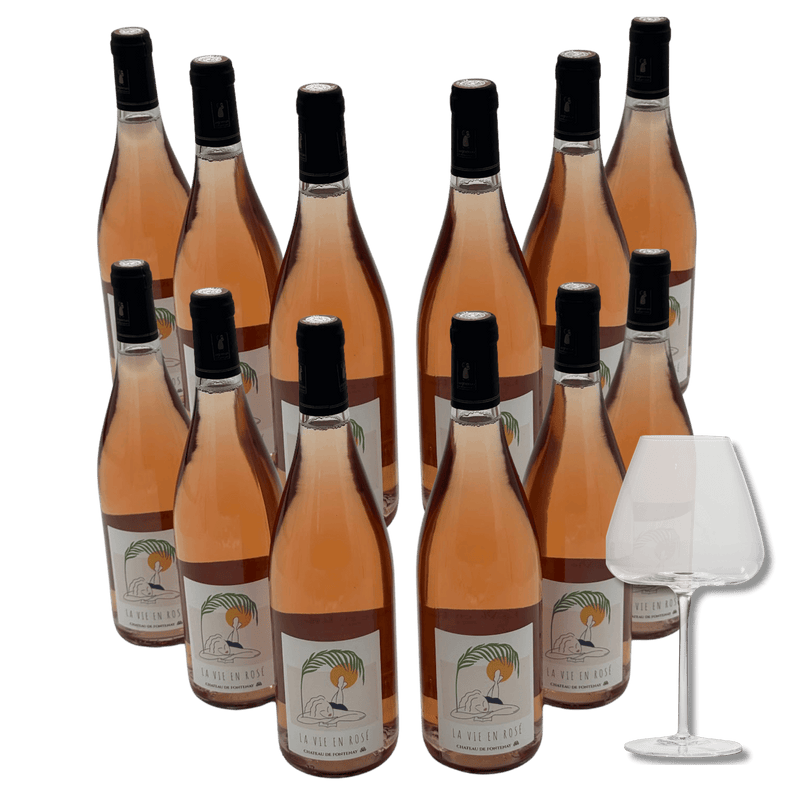 12 Stk. La Vie en Rosé + Bourgogneglas