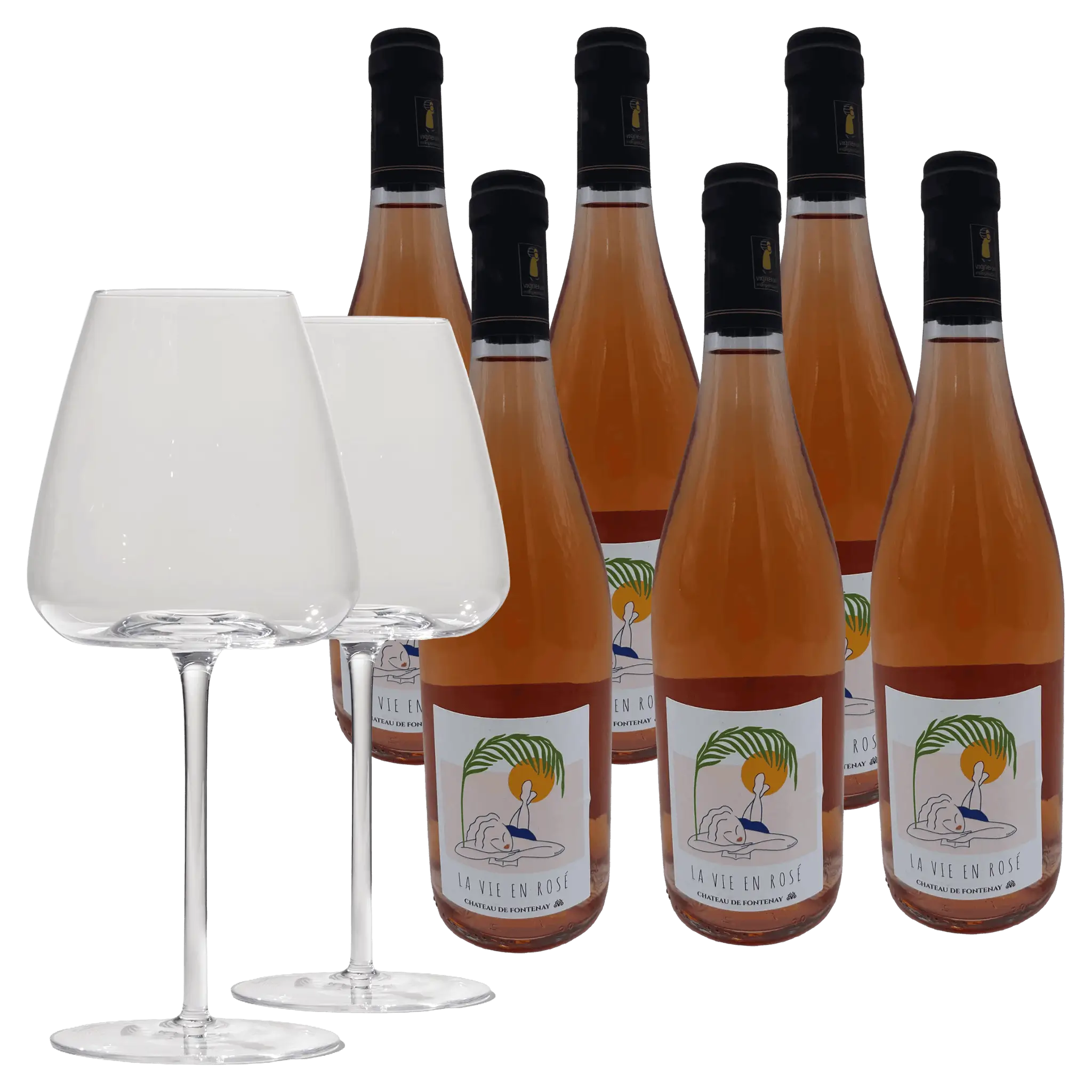 6 fl. La Vie en Rosé + 2 stk. Brilliant Blanco Glas
