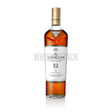 Macallan 12 Years Old Sherry Oak Whiskyflaske – Nærbillede af Macallan 12 Years Old Sherry Oak, der viser den elegante flaske og den rige ravfarve fra sherryfadslagringen.