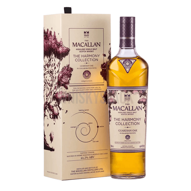 Oplev The Macallan Harmony Collection Guardian Oak, en luksuriøs single malt whisky med noter af frugt, chokolade og egetræ. Perfekt til samlere og whiskyentusiaster.