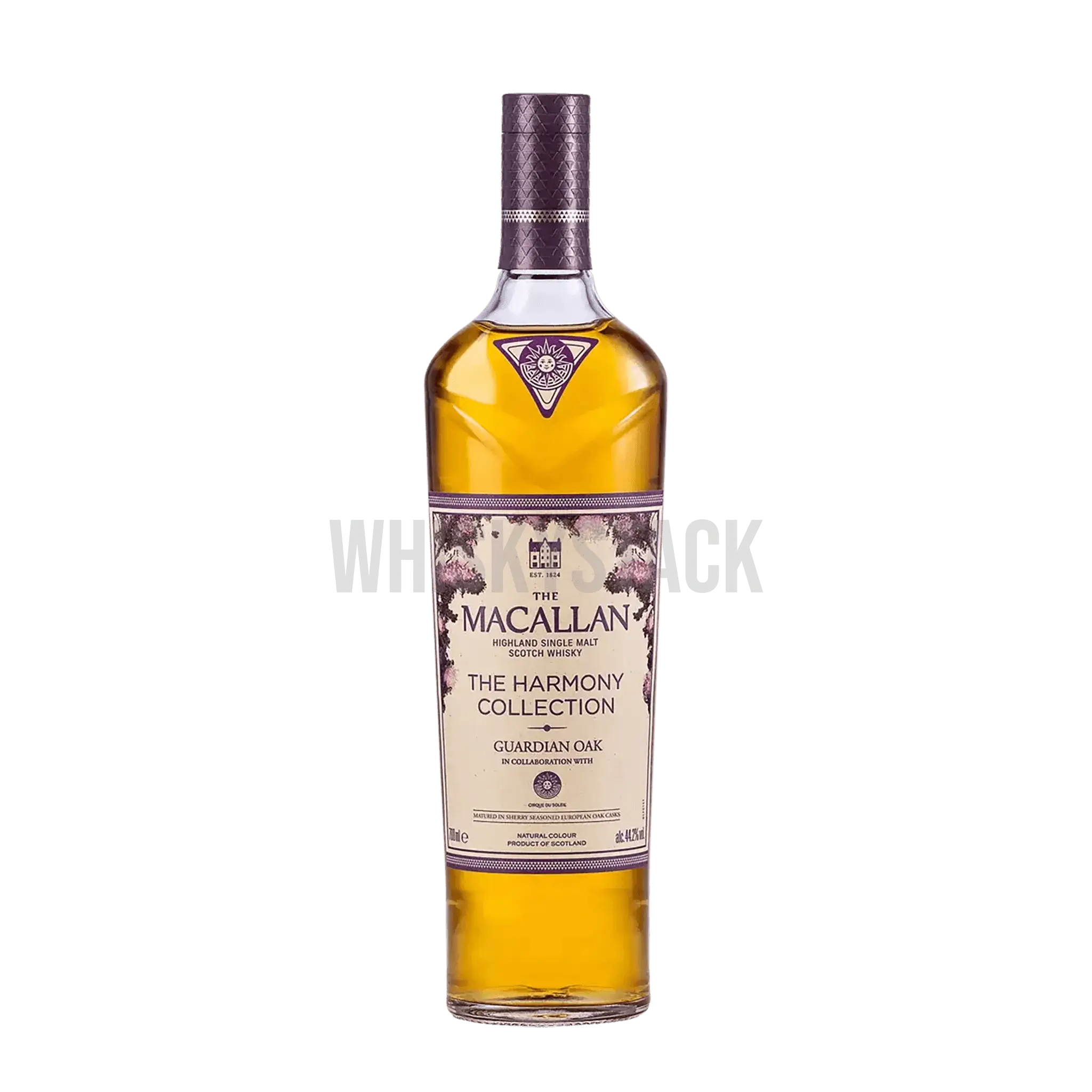 Oplev The Macallan Harmony Collection Guardian Oak, en luksuriøs single malt whisky med noter af frugt, chokolade og egetræ. Perfekt til samlere og whiskyentusiaster.