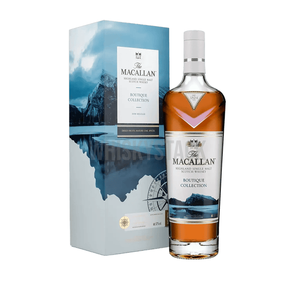 Macallan Boutique Collection 2020-flaske med boks – eksklusiv whisky i smukt design, ideel som gave eller til samlingen.