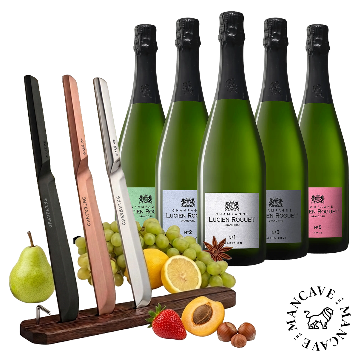 Lucien Roguet Grand Cru Champagne Smagepakke (5 fl.) + GRATIS Royal Champagnesabel (inkl. GRATIS gravering)