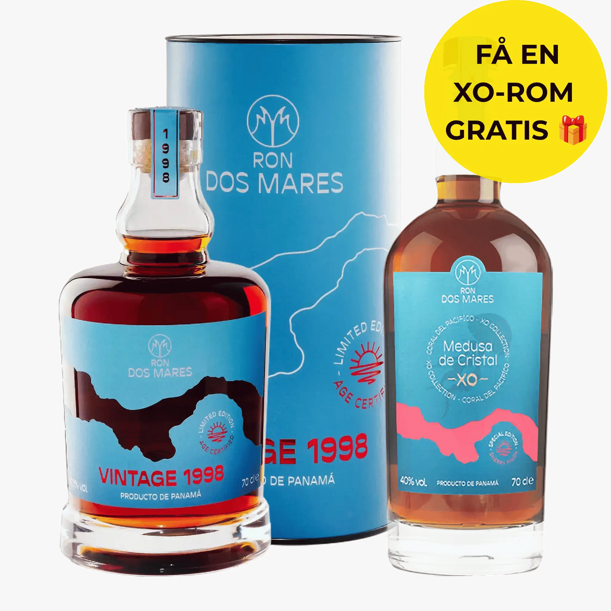 Ron Dos Mares 1998 Vintage Limited Edition 26 år + GRATIS 70 CL. XO ROM (Valgfri)