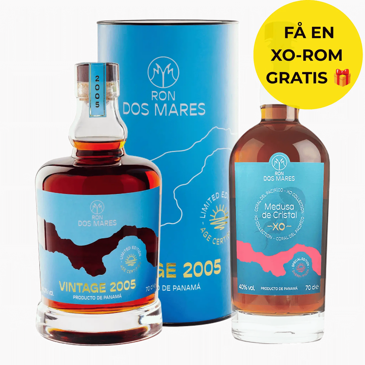 Ron Dos Mares 2005 Vintage Limited Edition 19 år + GRATIS 70 CL. XO ROM (Valgfri)