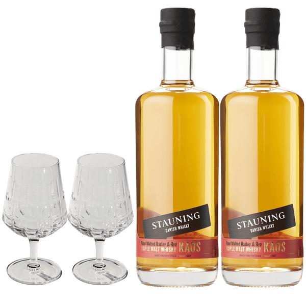 Stauning KAOS Design Edition – 2 Flasker + 2 The Bullet Whiskyglas
