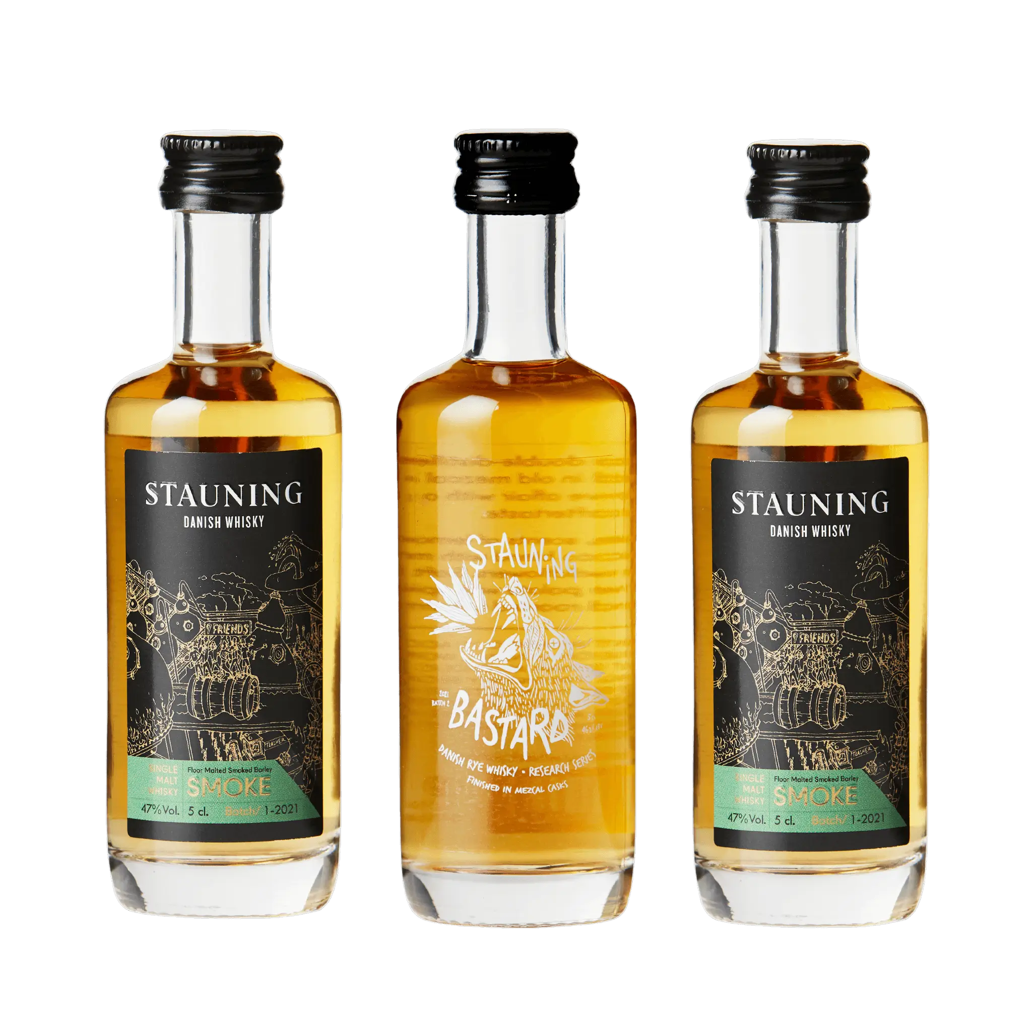 Stauning Whisky Smagsæt – 2 x Smoke og 1 x Bastard