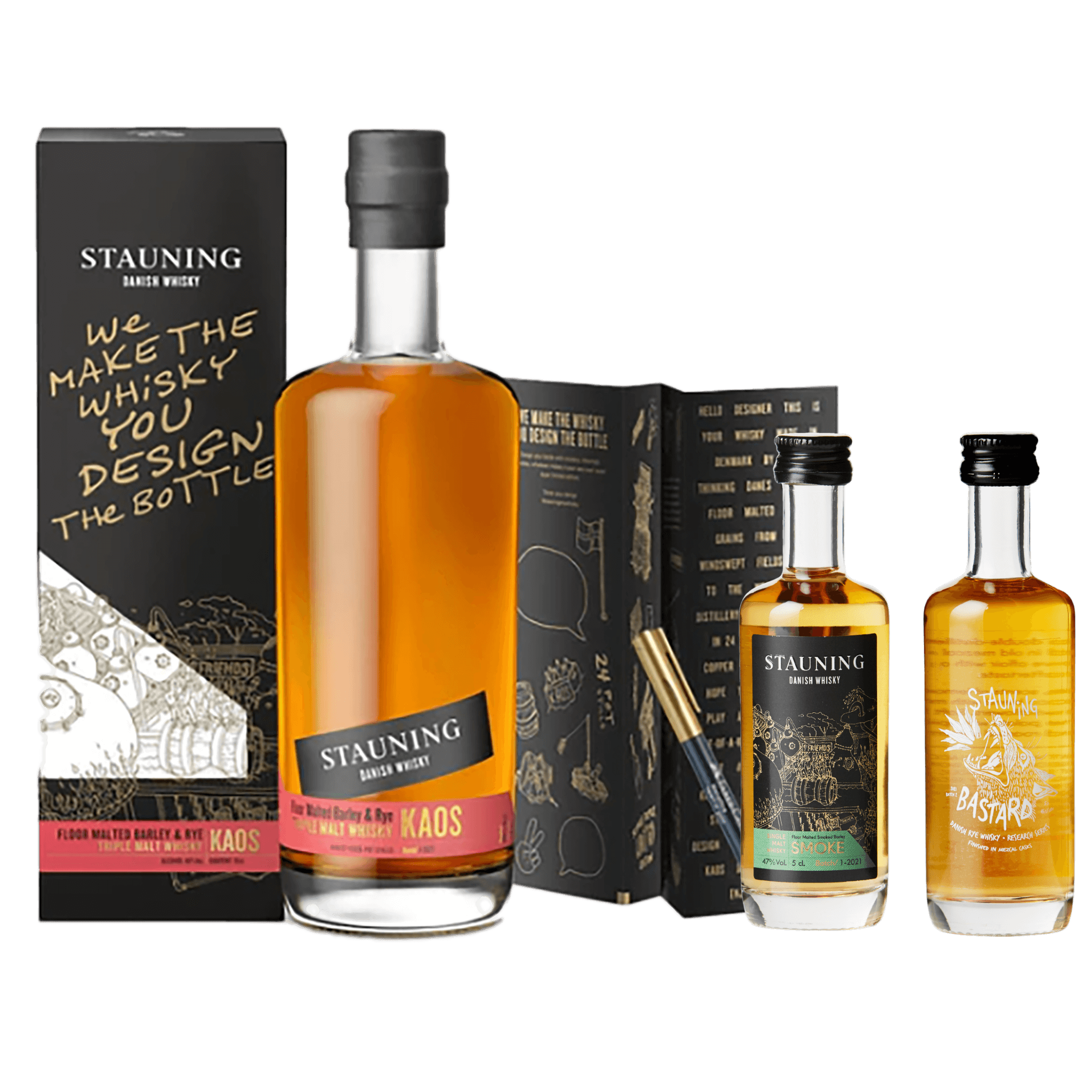 Stauning KAOS Design Edition – Eksklusivt whiskysæt med Stauning Smoke & Bastard minis