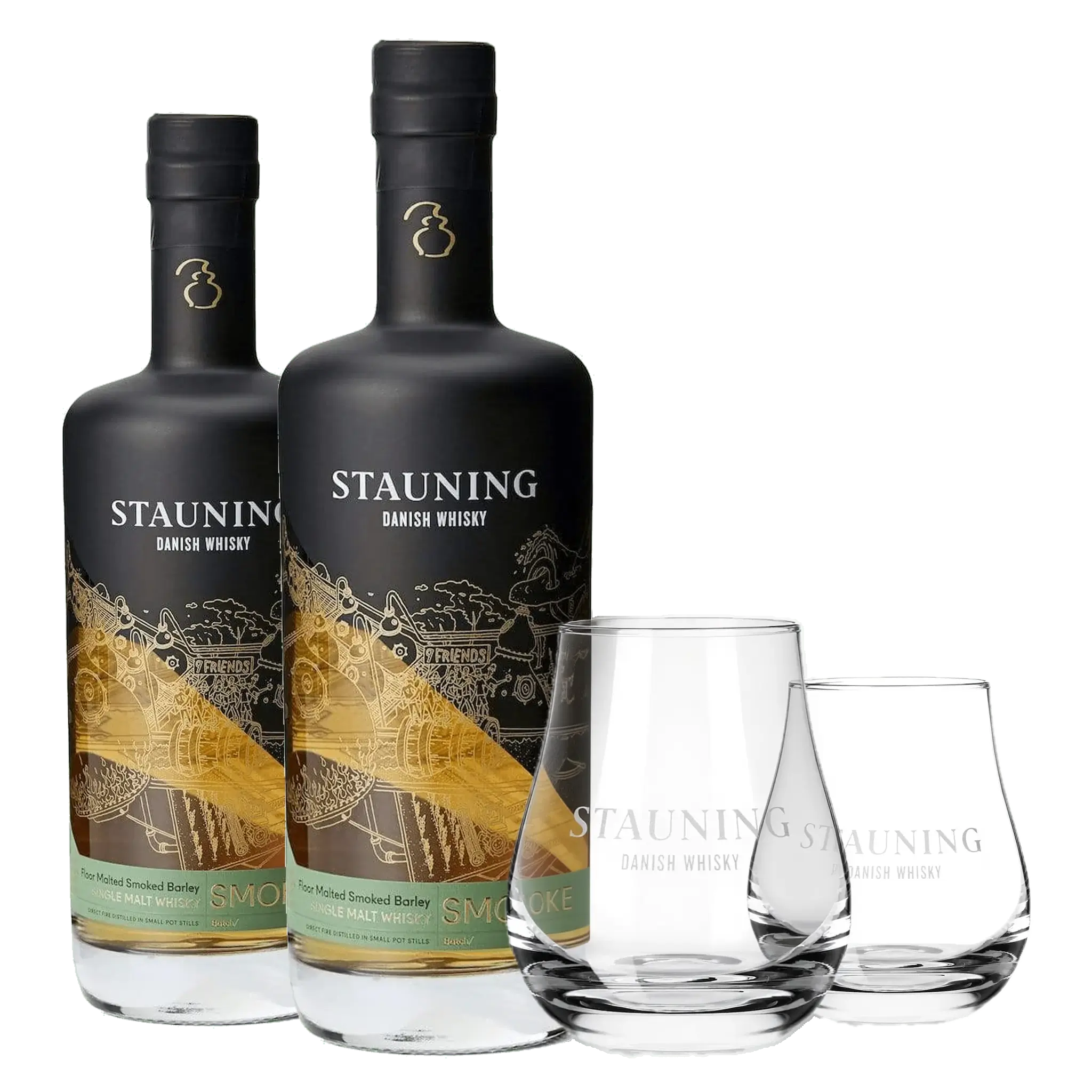 2 fl. Stauning Smoke + 2 stk. Stauning Whiskyglas