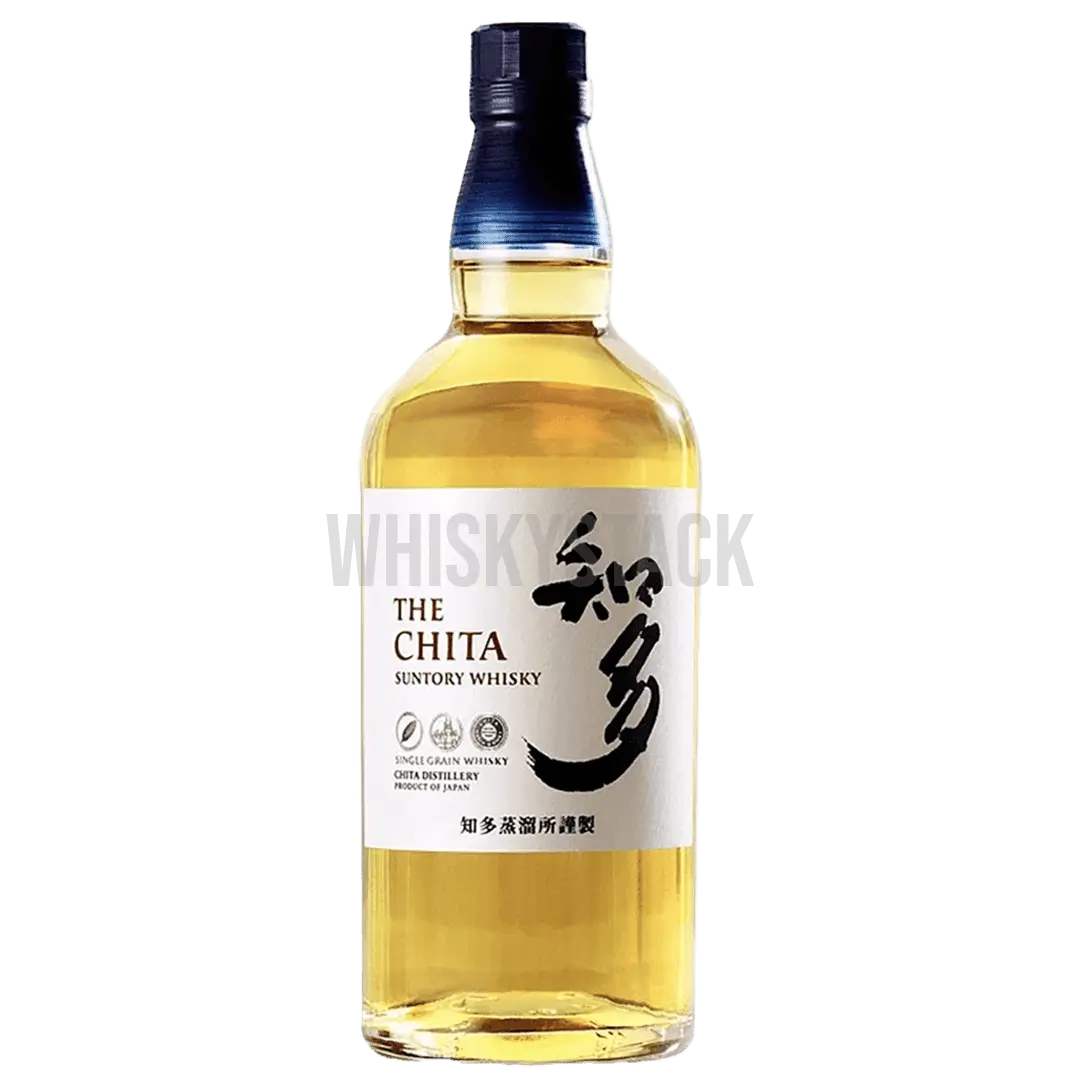 Suntory Chita japansk whisky flaske på enkel baggrund, fremviser dens glatte og sofistikerede smag