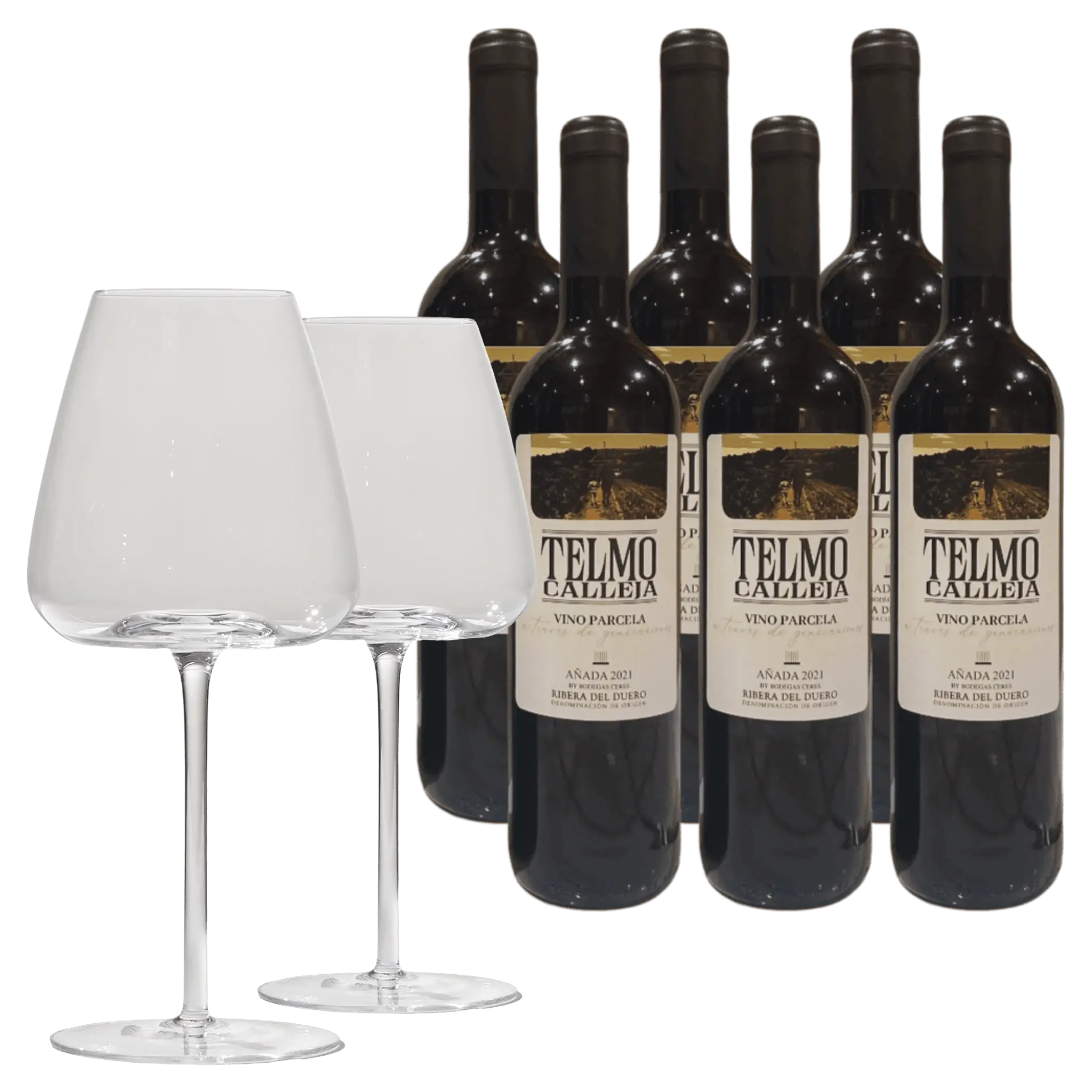 6 fl. Telmo Calleja 2023 + 2 stk. Bold Bourgogne Glas