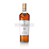 Macallan 12 Years Old Double Cask Whiskyflaske, en premium single malt lagret på både europæiske og amerikanske egetræsfade, der giver noter af honning, citrus og tørret frugt.